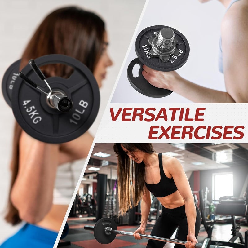 Fitvids لوحة وزن من الحديد الزهر بقطر 2 إنش أولمبي و1 إنش قياسي لتدريب القوة ورفع الأثقال، متاحة بأوزان متعددة - Image 5